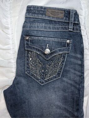 Harley-Davidson Dark Blue Embroidered Pocket Boot Cut Jeans